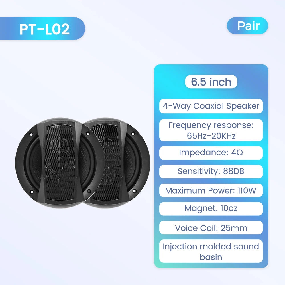 Universal Car Audio Coaxial Speakers 5-Inch 6.5-Inch 6x9-Inch HiFi Non-Destructive Installation 2-Pack