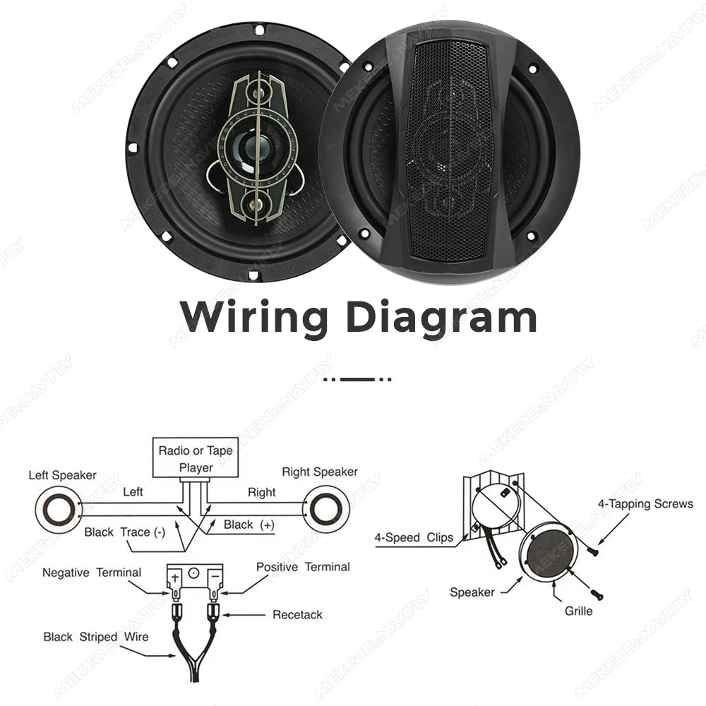 Universal Car Audio Coaxial Speakers 5-Inch 6.5-Inch 6x9-Inch HiFi Non-Destructive Installation 2-Pack