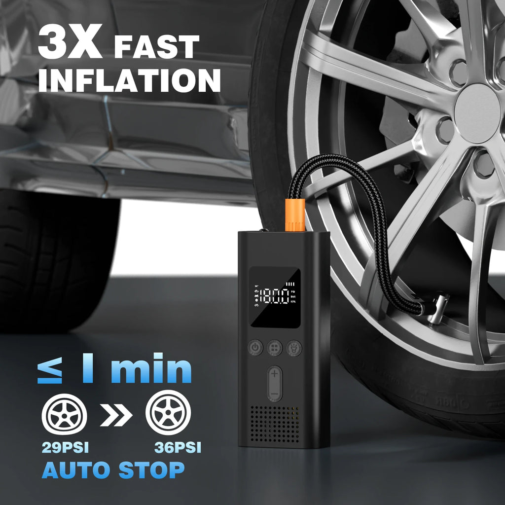 Portable Cordless Tire Inflator 150 PSI Digital Air Pump for Car Bicycle