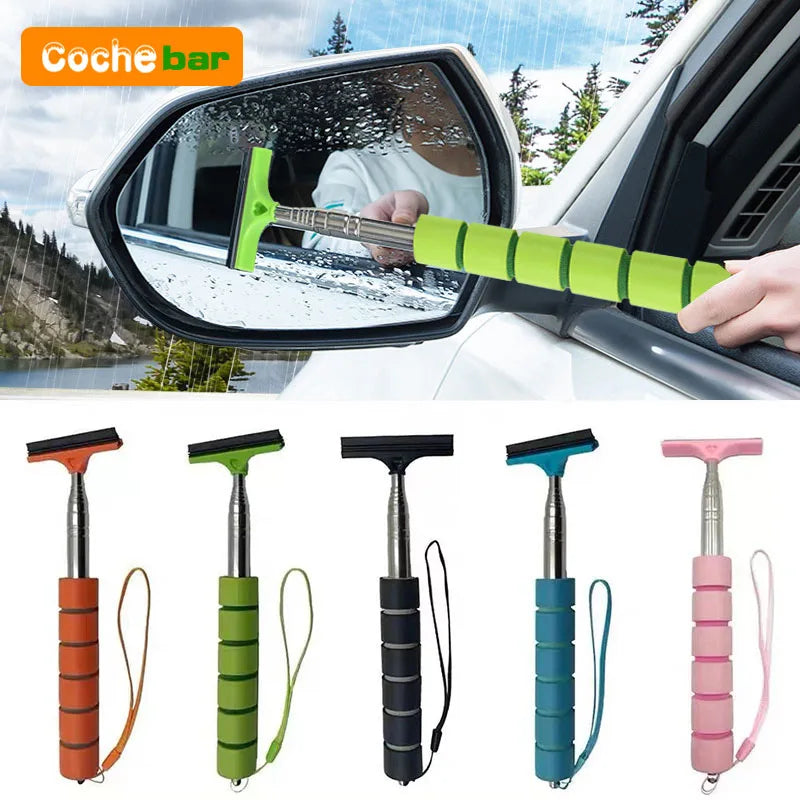 Telescopic Car Rearview Mirror Wiper Cleaning Tool with Rubber Blade