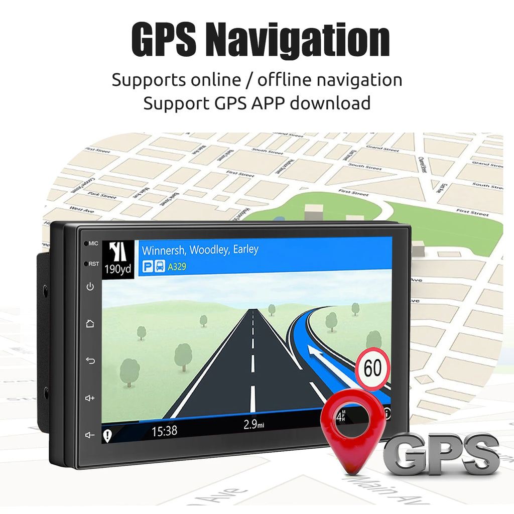 Android 15 Double DIN Car Stereo 4GB RAM 64GB ROM Wireless CarPlay Android Auto GPS FM Radio Touchscreen