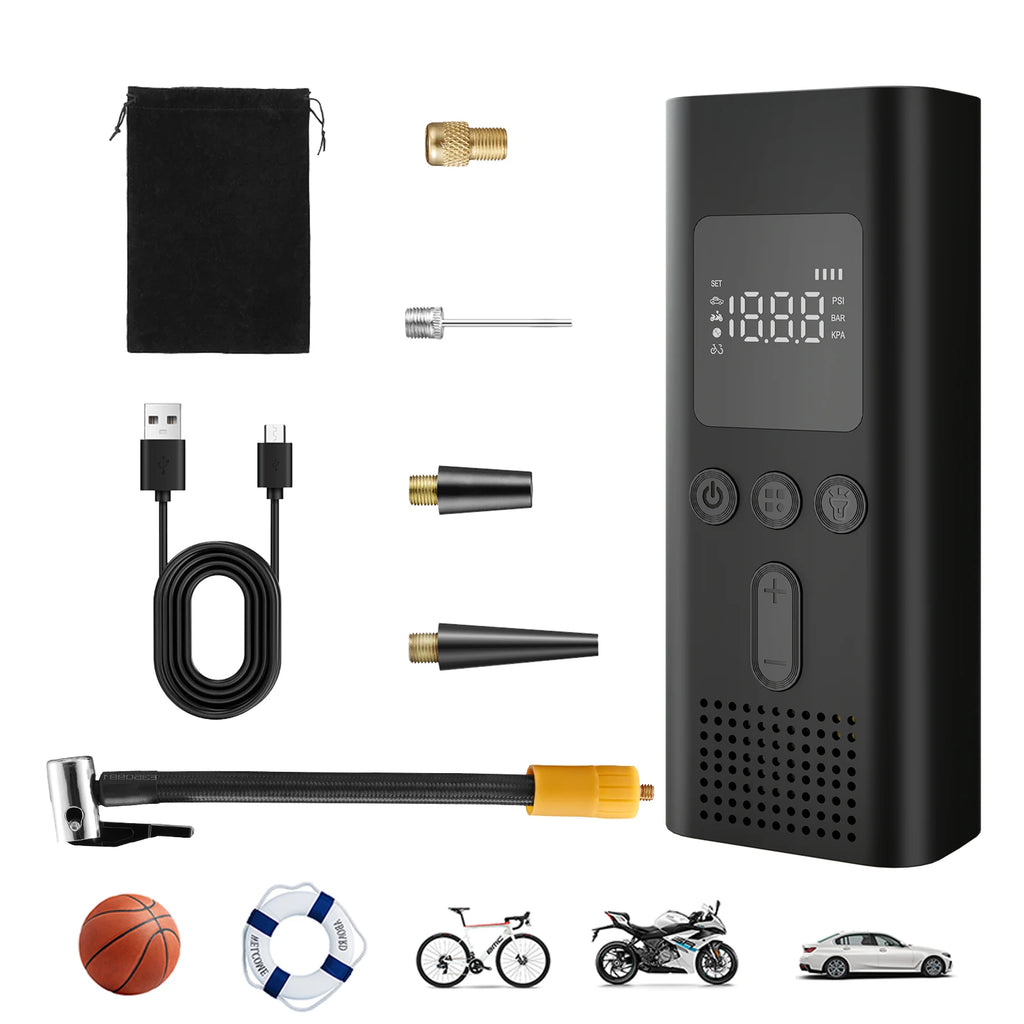 Portable Cordless Tire Inflator 150 PSI Digital Air Pump for Car Bicycle
