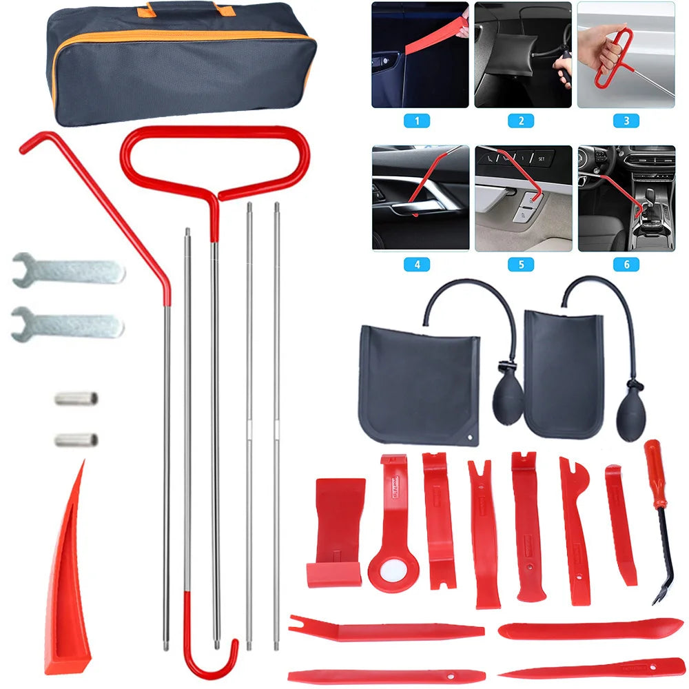 Car Door Window Unlock Tool Kit Air Wedge Bag Pump Auto Emergency Lockout Set