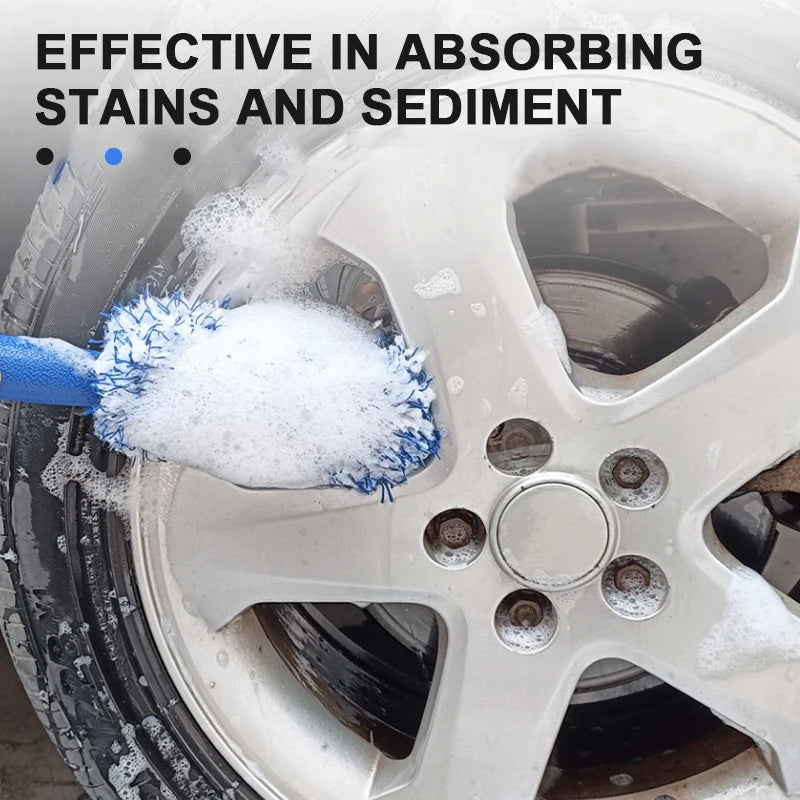 Car Wheel Tire Rim Cleaning Brush with Plush Microfiber Head