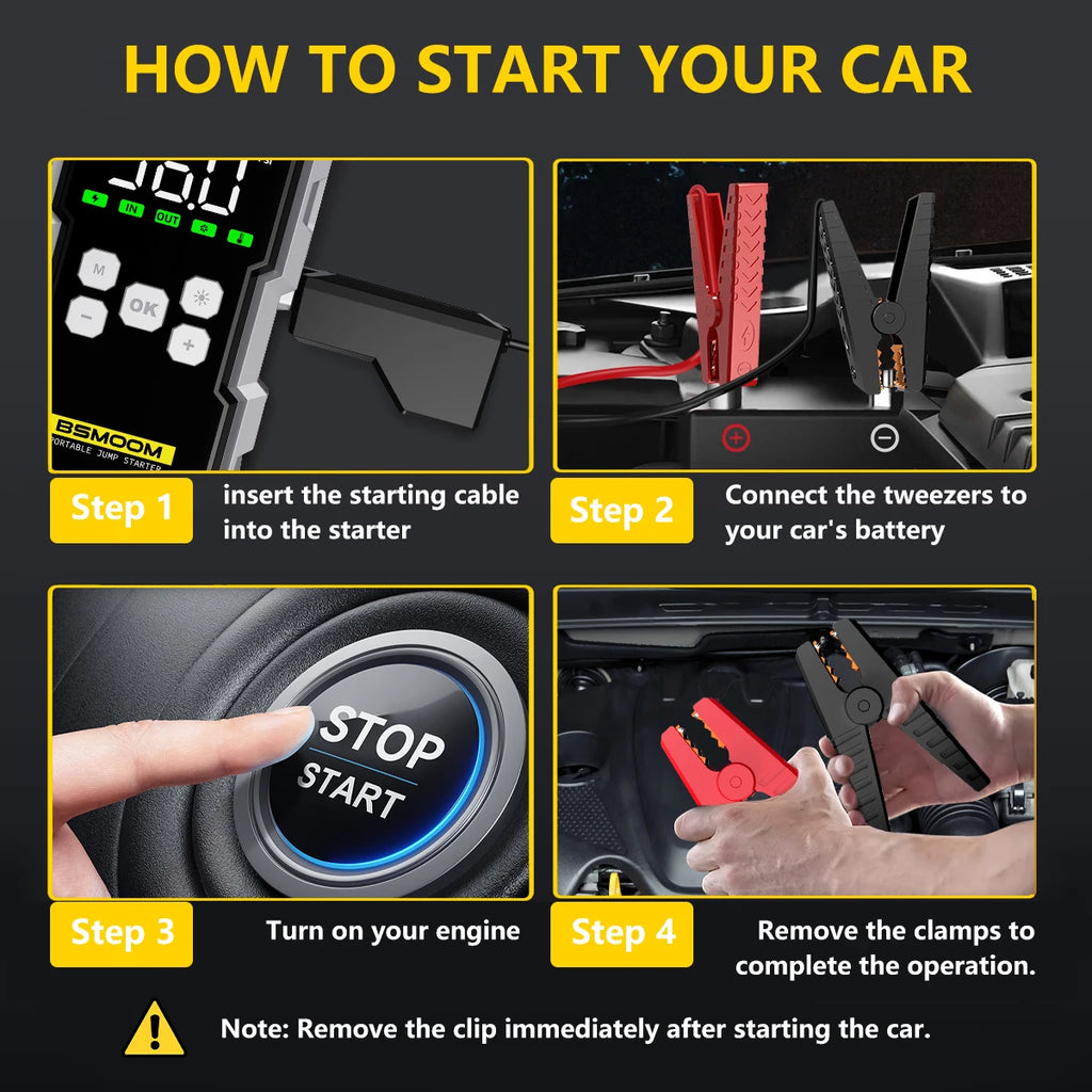 7000A Car Jump Starter with Air Compressor 12V Portable Battery Booster Power Bank