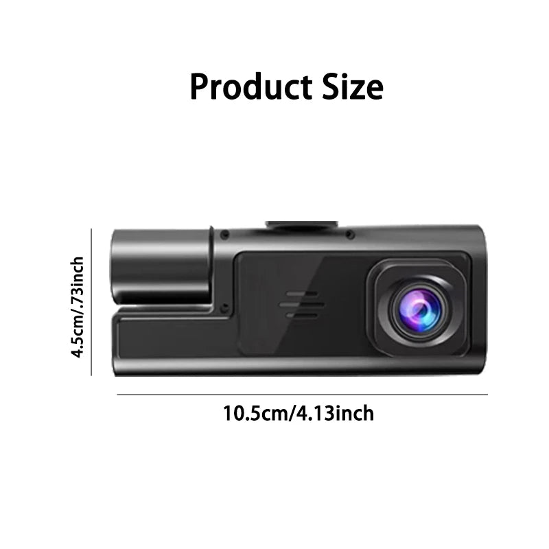 3-Channel 1080P Dash Cam with Front Inside Rear Cameras Night Vision G-Sensor Loop Recording