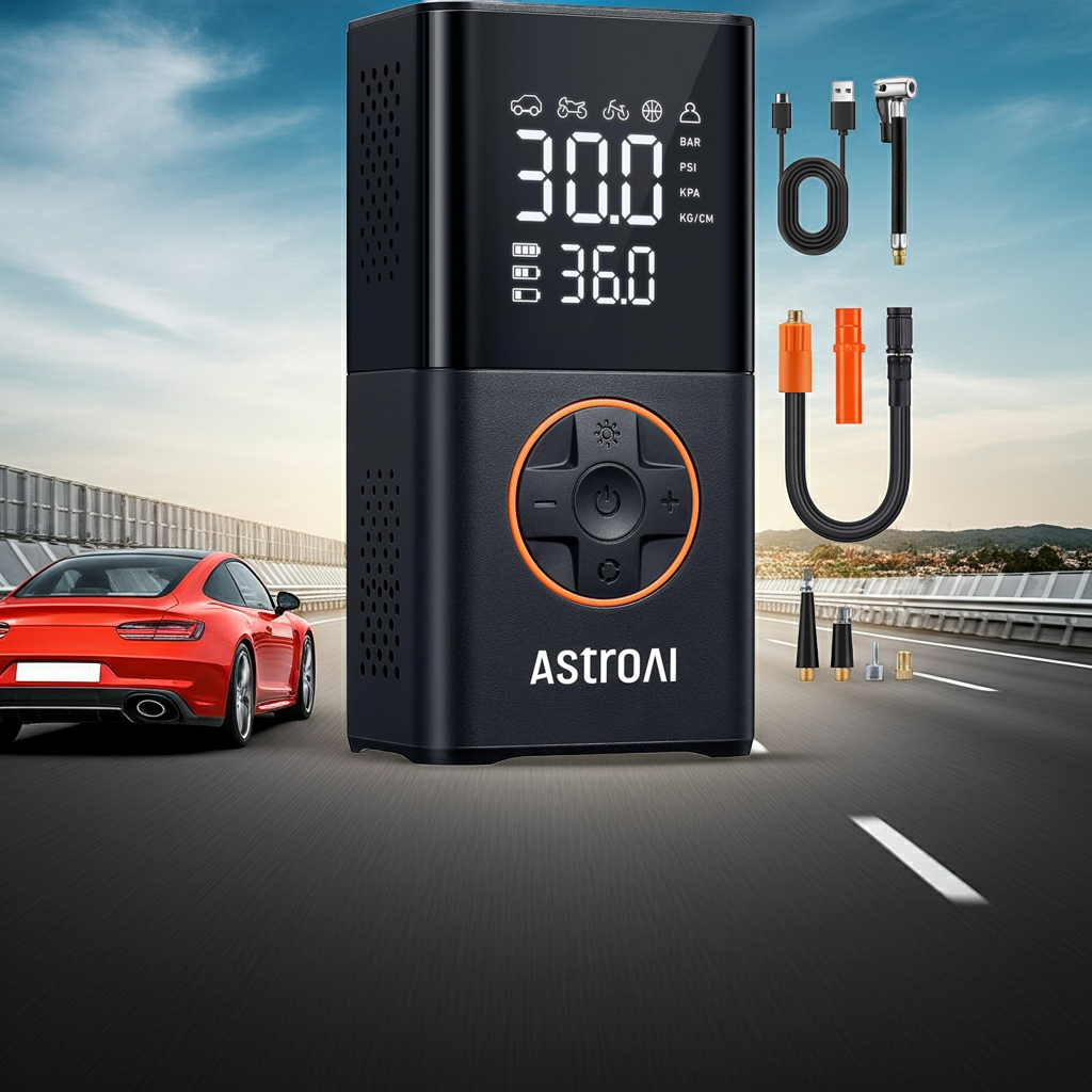 AstroAI L7 Cordless Tire Inflator 150 PSI Portable Air Compressor Orange