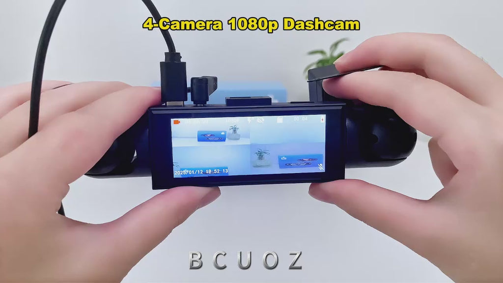 4-Lens 360° Dash Cam 1080P Front 720P Built-in Rear Left Right Cameras Night Vision Loop Recording G-Sensor WDR